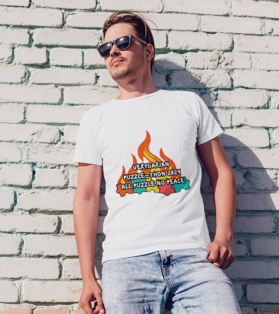 Verydarian Puzzle Thon 2024 All Puzzle No Peace Flame Jigsaw T-Shirt