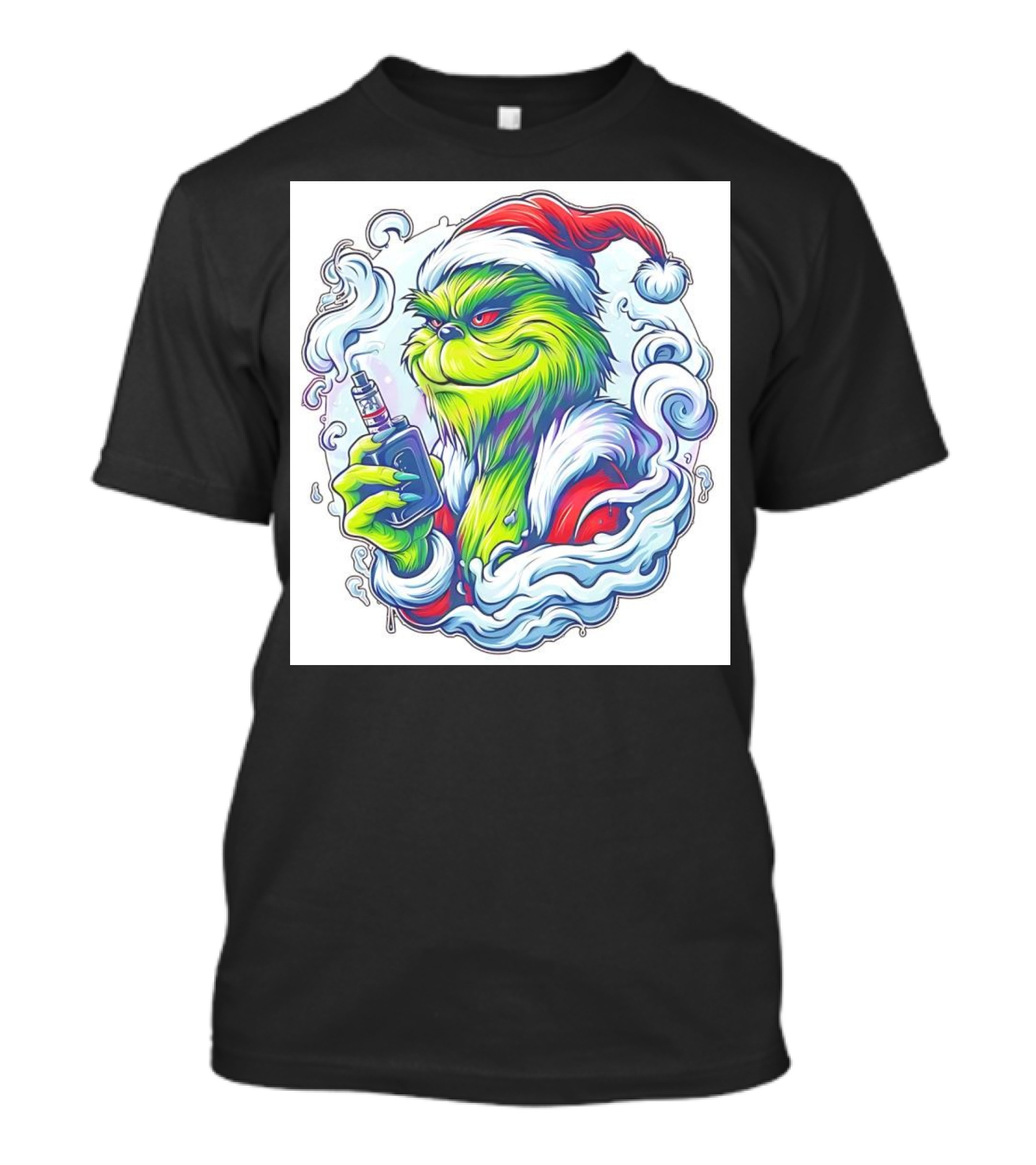 Grinch Vaper Santa Hat Christmas Funny T-Shirt