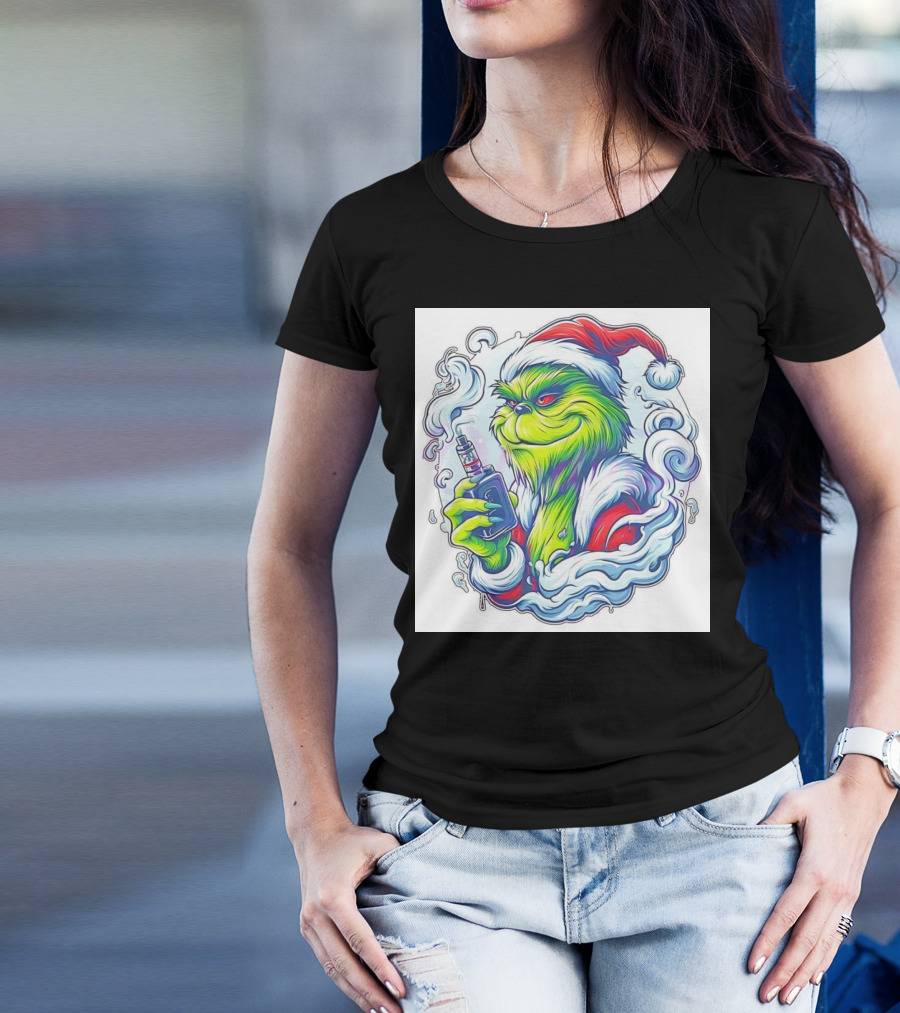 Grinch Vaper Santa Hat Christmas Funny T-Shirt