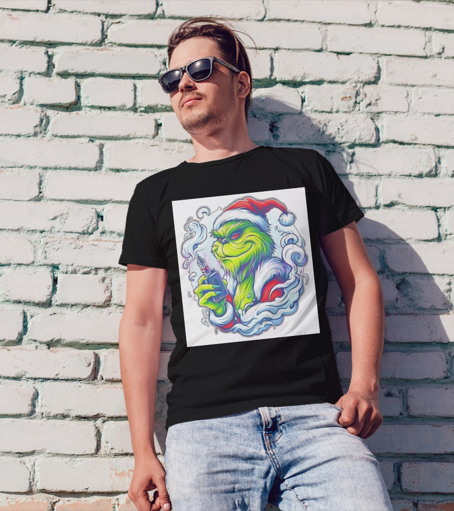 Grinch Vaper Santa Hat Christmas Funny T-Shirt