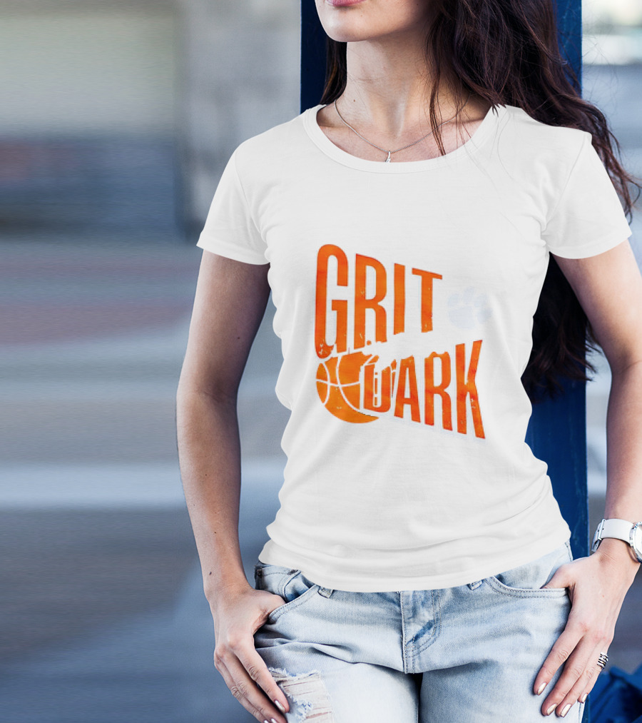Clemson Tigers Grit After Dark Basketball Paw Prints T-Shirt
