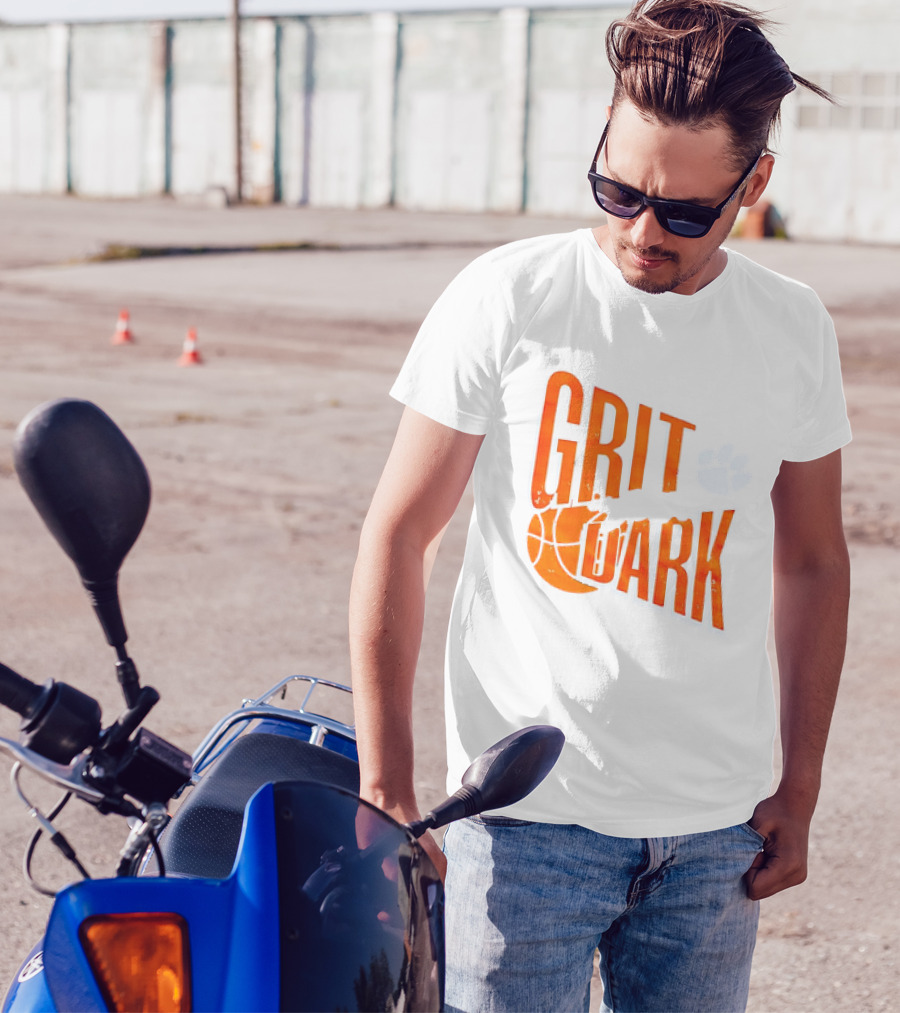 Clemson Tigers Grit After Dark Basketball Paw Prints T-Shirt