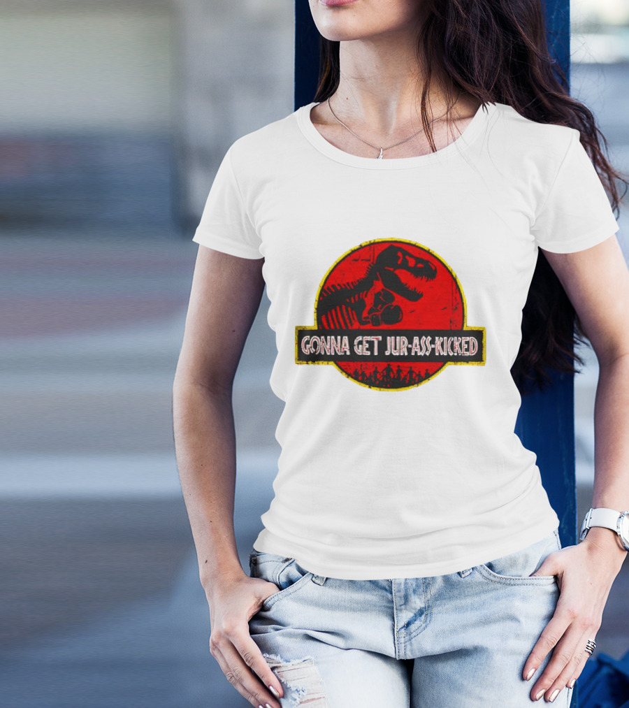 Gonna Get Jur-Ass-Kicked Dinosaur Boxing Red T-Shirt