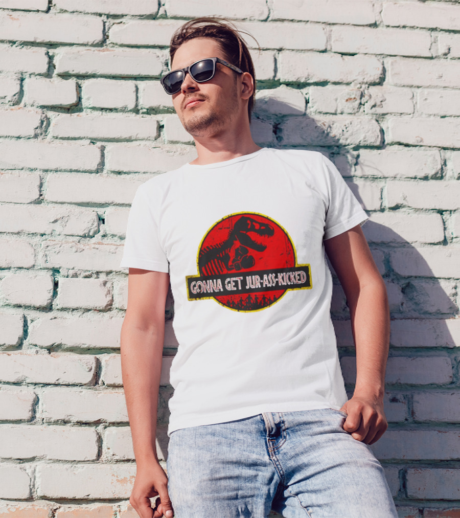 Gonna Get Jur-Ass-Kicked Dinosaur Boxing Red T-Shirt
