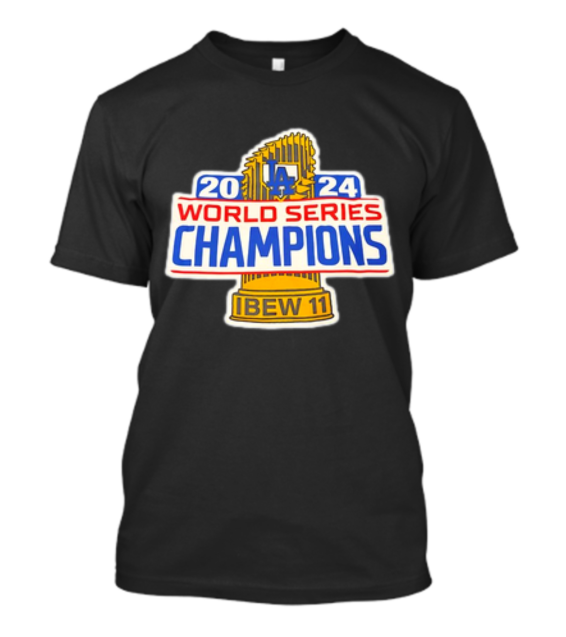 Los Angeles Dodgers 2024 World Series Champions IBEW 11 Trophy Badge T-Shirt
