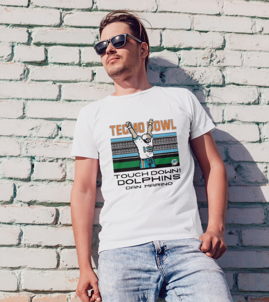 TECMO BOWL TOUCH DOWN DOLPHINS DAN MARINO VINTAGE MIAMI DOLPHINS T-Shirt