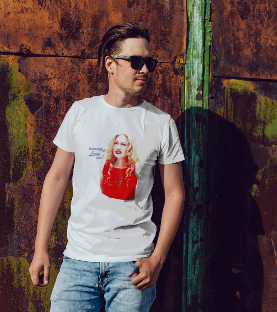 Inmates Love Me Slut Red Top Blonde Woman T-Shirt