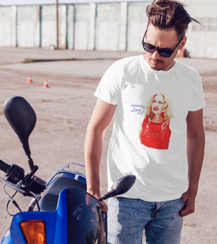 Inmates Love Me Slut Red Top Blonde Woman T-Shirt