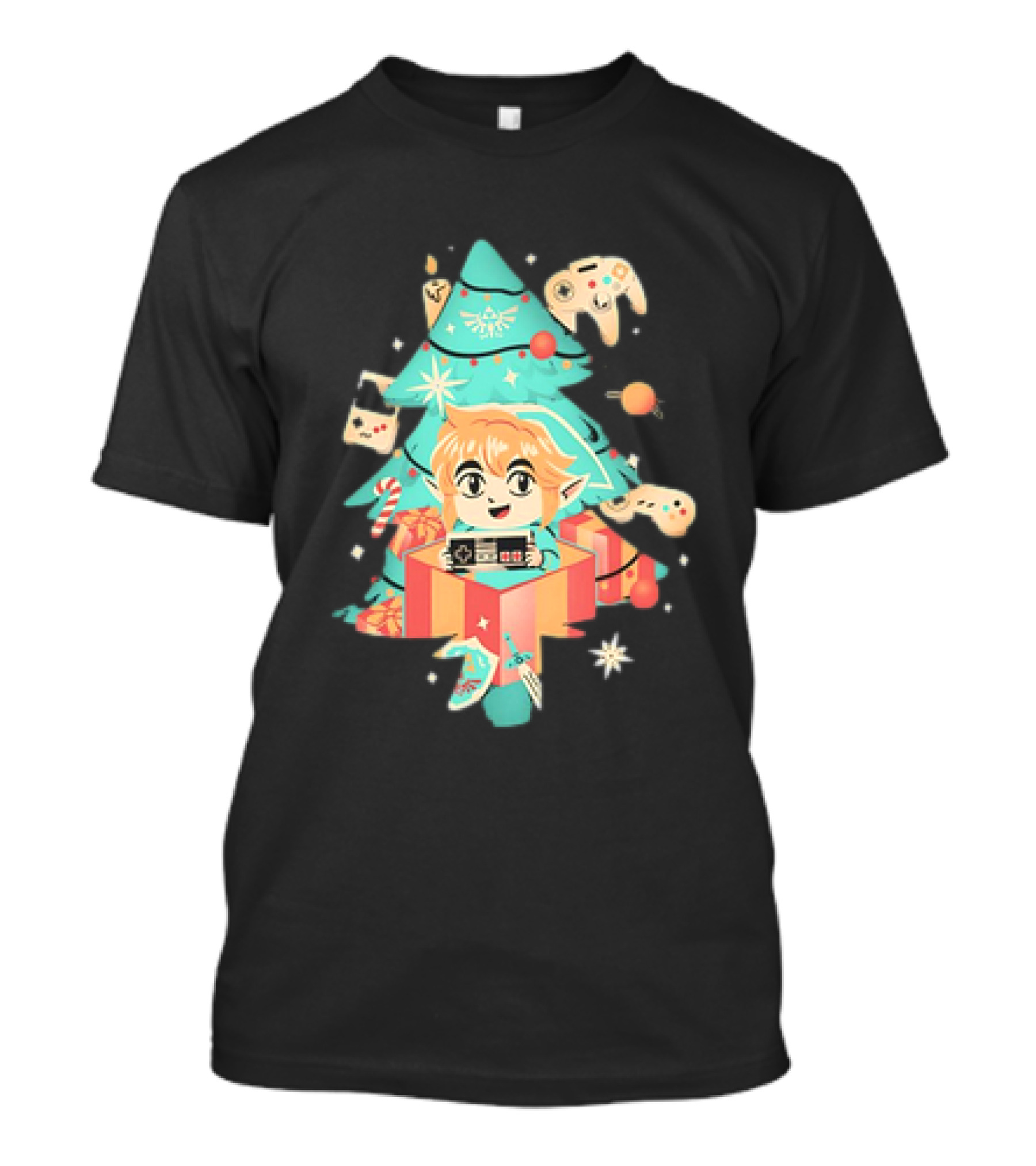Nostalgic Christmas The Legend Of Zelda Link Christmas Tree Video Game Controllers T-Shirt