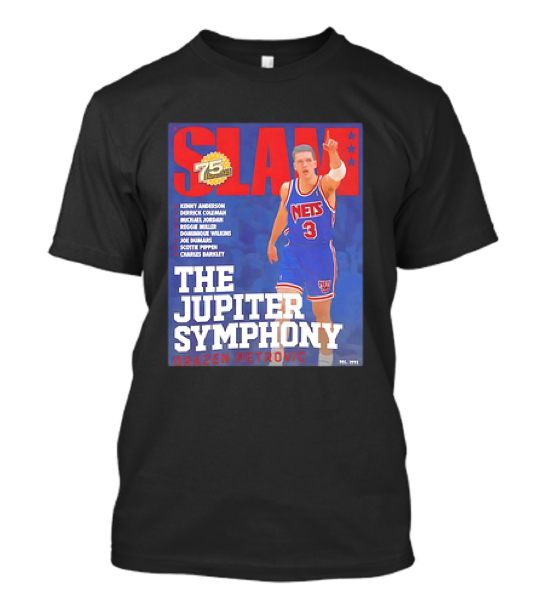 Slam 75th Anniversary The Jupiter Symphony Drazen Petrovic Nets December 1991 T-Shirt