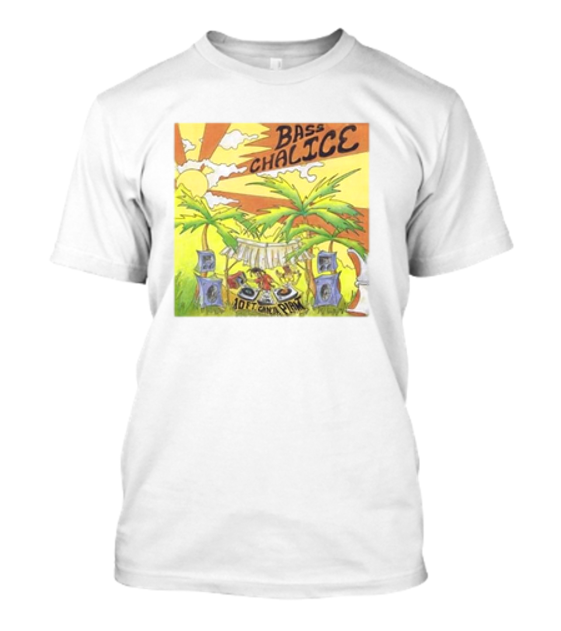 10 Ft Ganja Plant Bass Chalice Palm Trees Sunrise Speakers T-Shirt