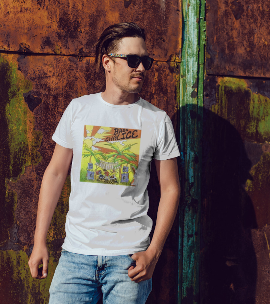 10 Ft Ganja Plant Bass Chalice Palm Trees Sunrise Speakers T-Shirt