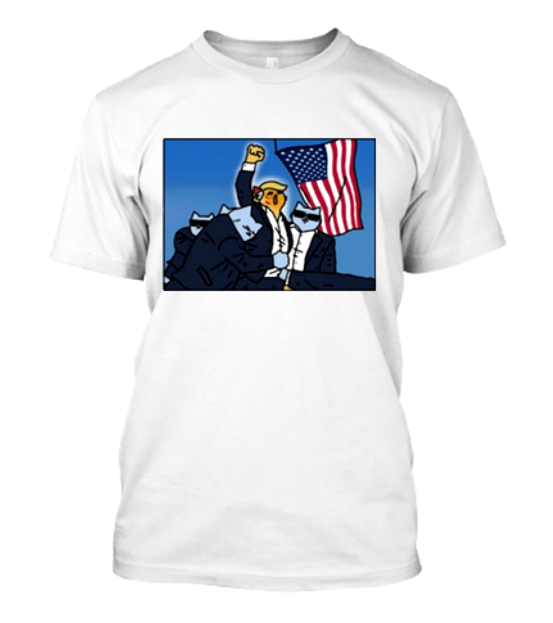 Silly Nub Merch President Trump Cartoon With American Flag T-Shirt