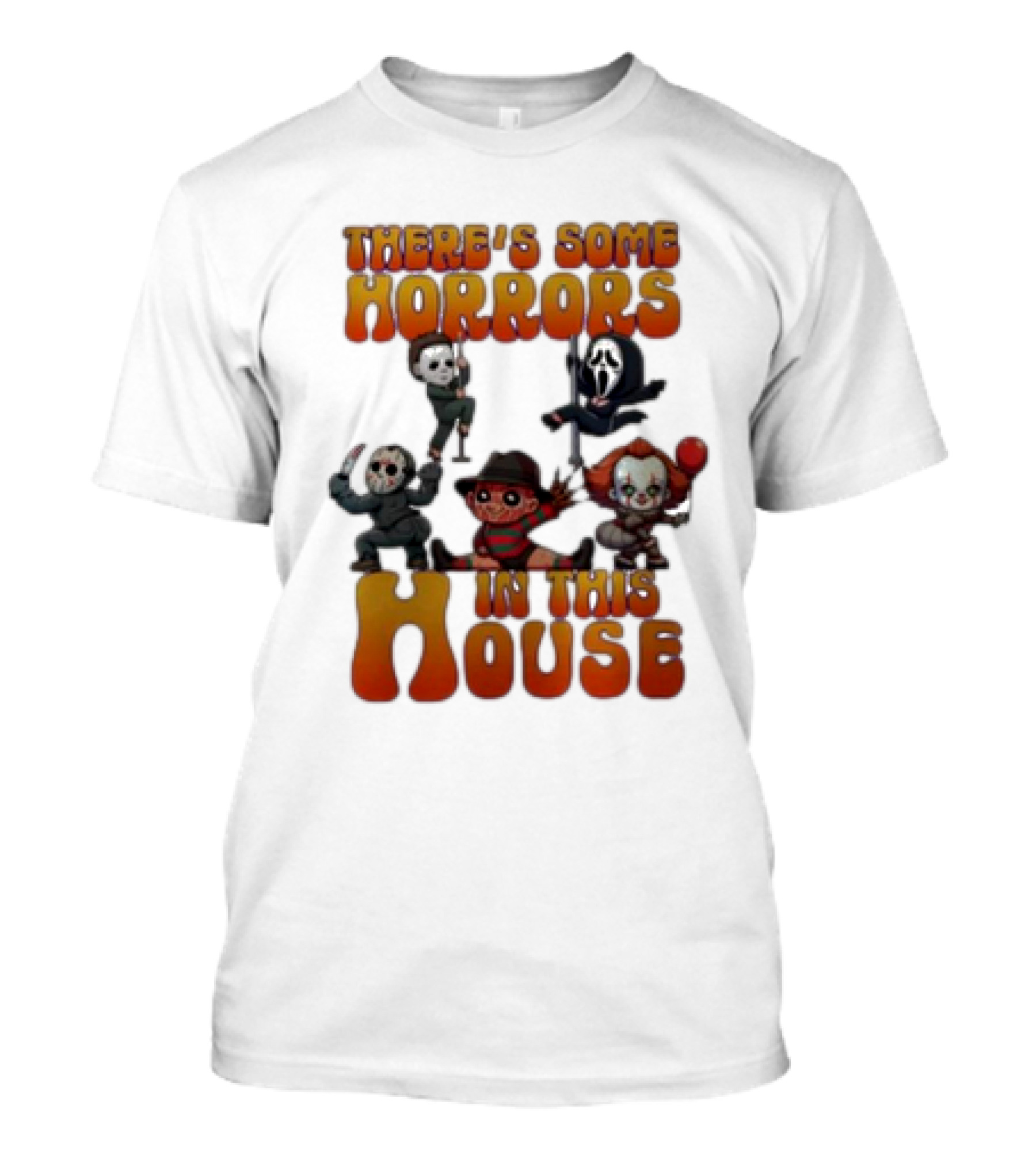 There’s Some Horrors In This House Masked Figures And Balloons T-Shirt
