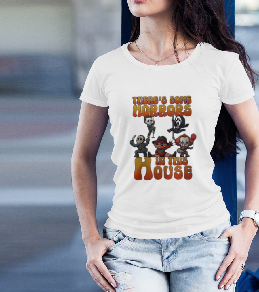 There’s Some Horrors In This House Masked Figures And Balloons T-Shirt