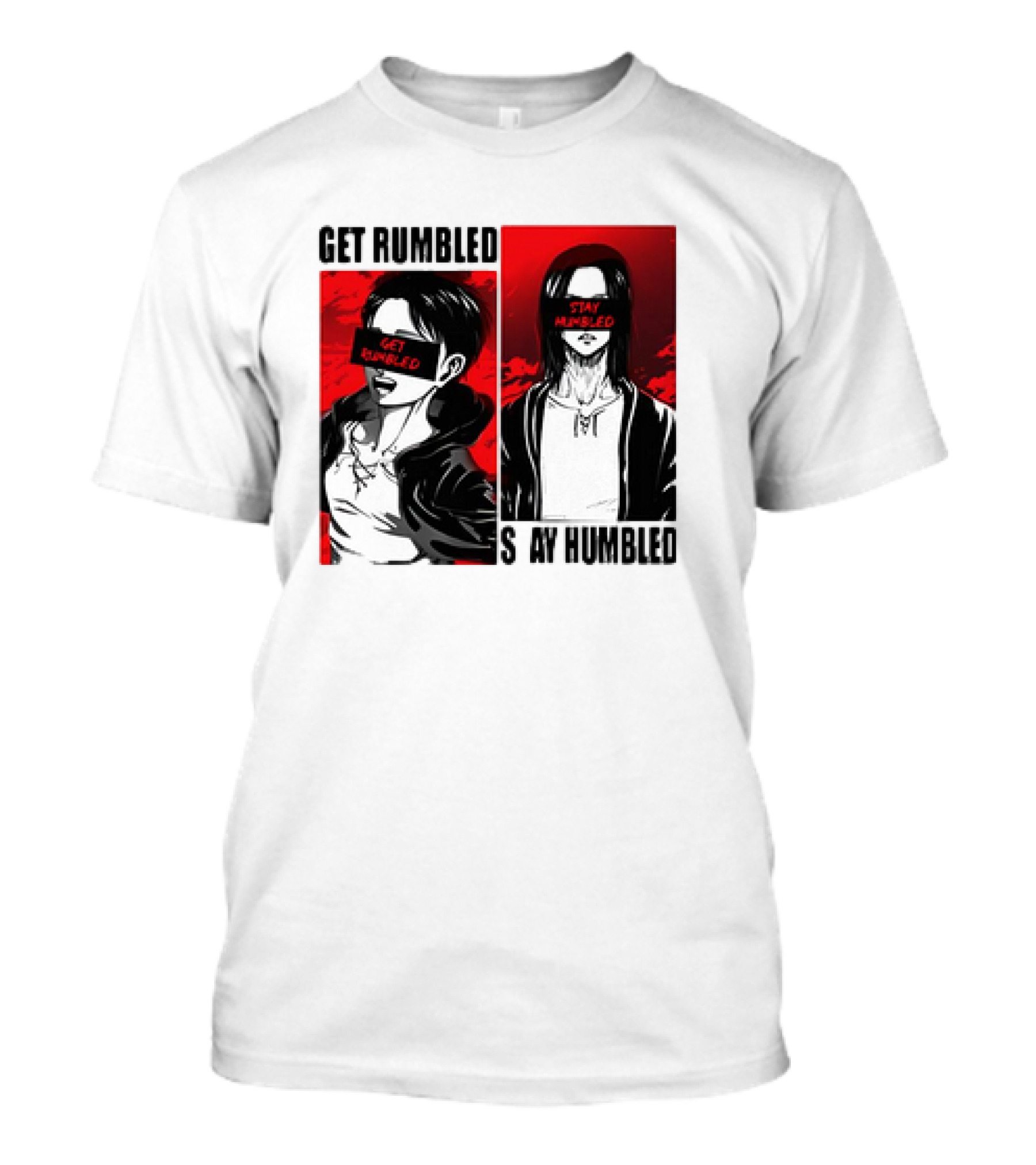Attack On Titan Get Rumbled Stay Humbled Vintage Red And Black T-Shirt