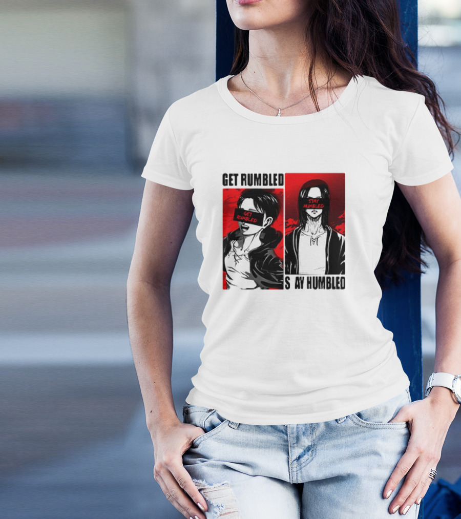 Attack On Titan Get Rumbled Stay Humbled Vintage Red And Black T-Shirt