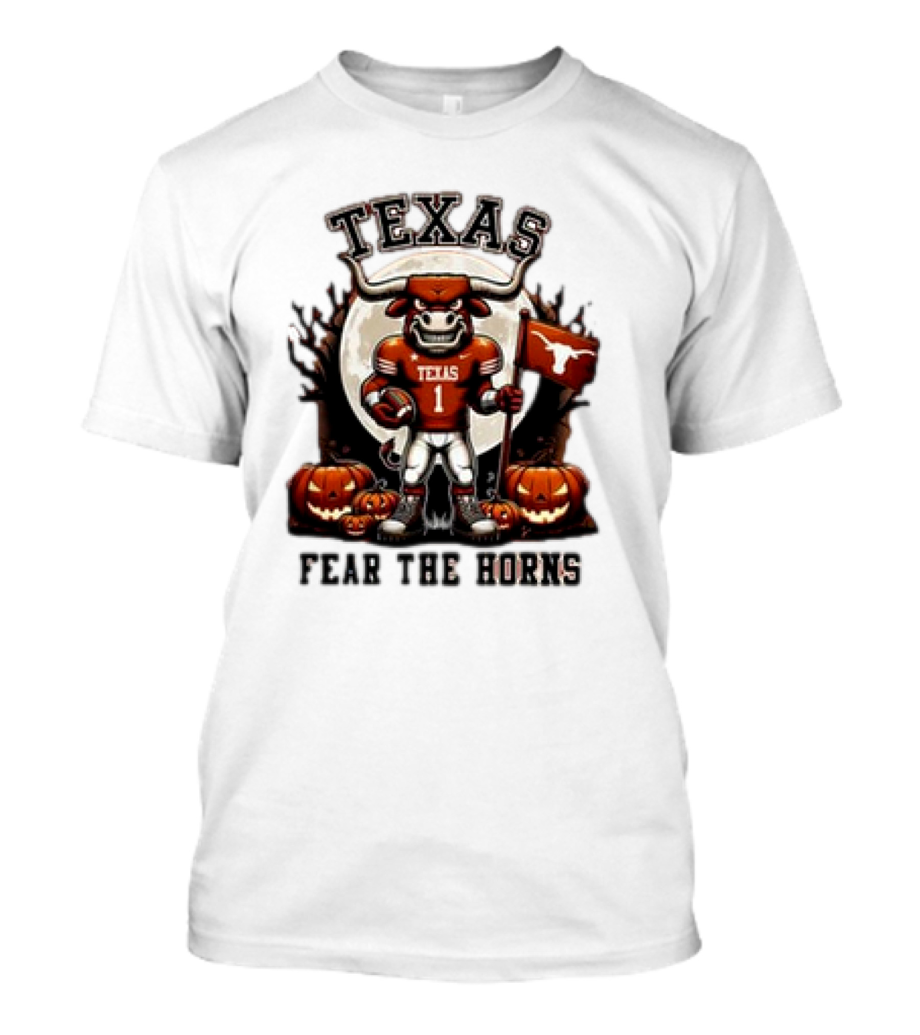 Texas Longhorns Halloween Fear The Horns Pumpkins Football T-Shirt