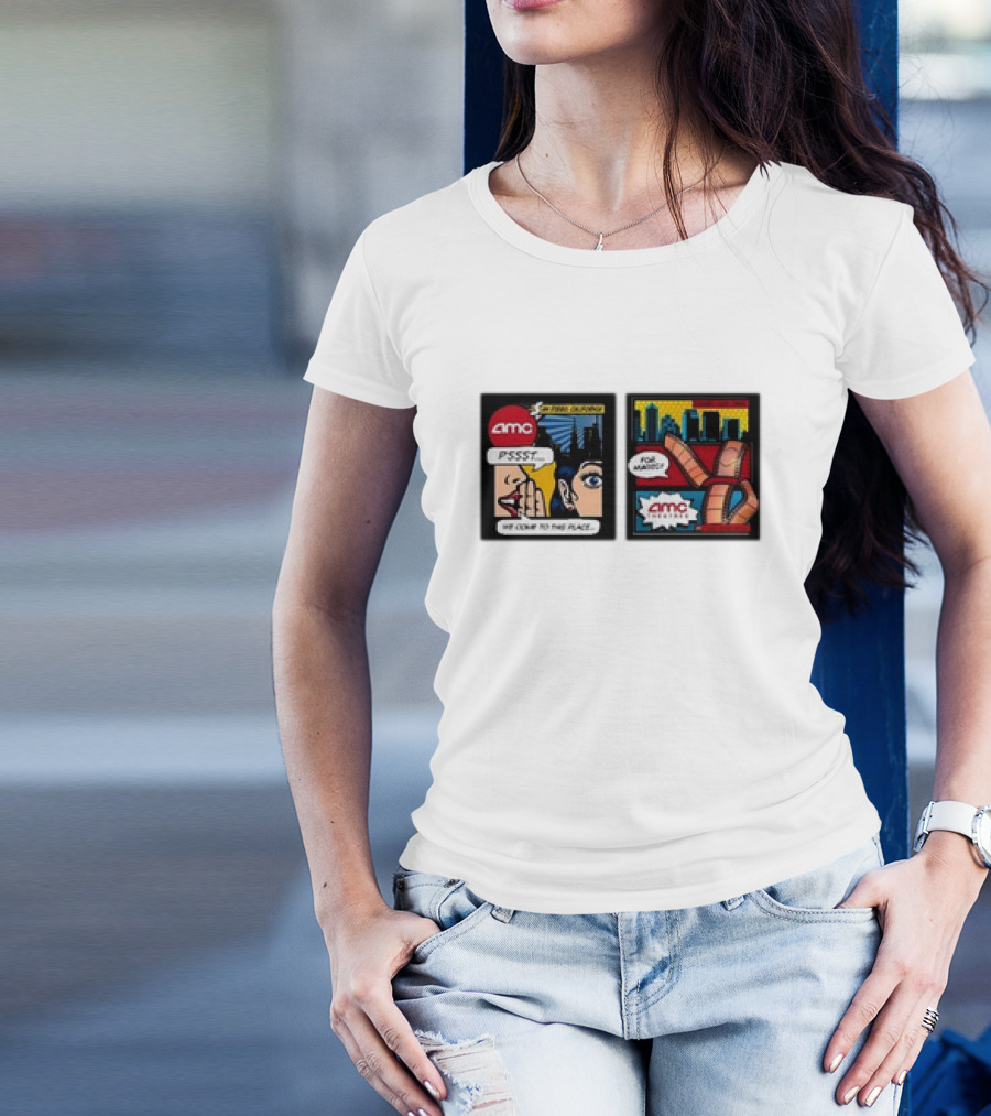 AMC Theatres San Diego California Pssst We Come To This Place For Magic Comic Style Pop T-Shirt