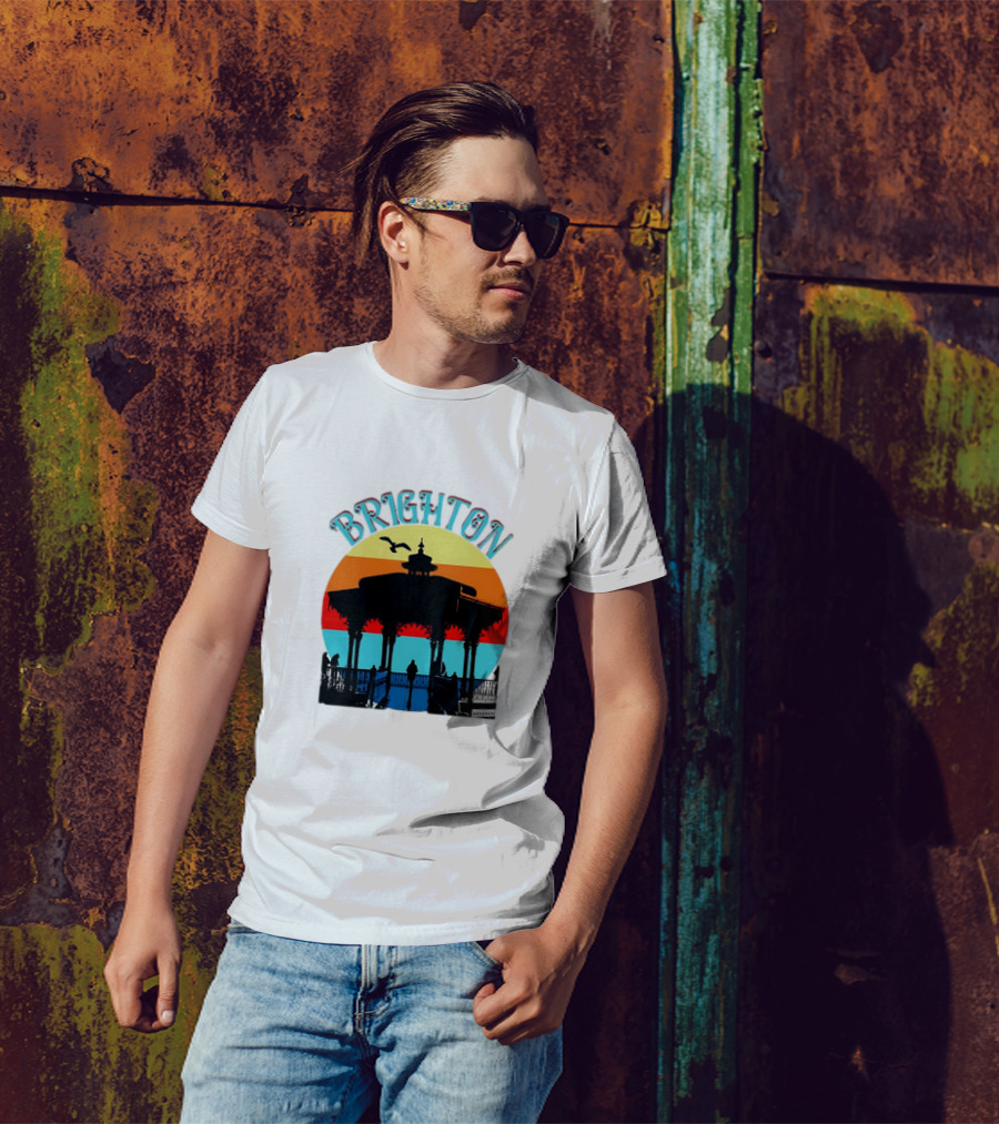 Brighton Bandstand Silhouette At Sunset With Seagulls T-Shirt
