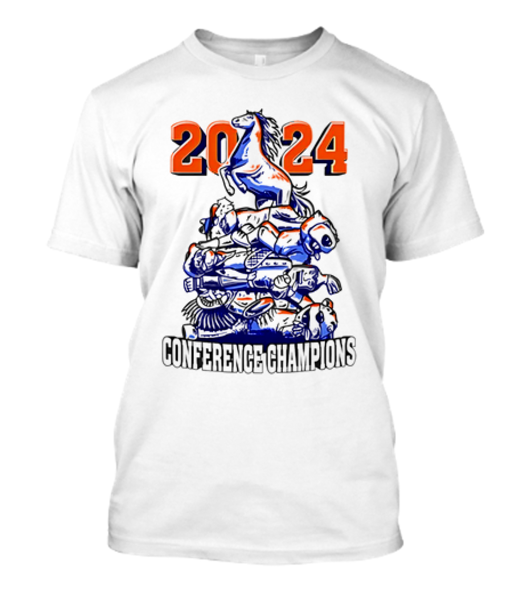 Boise State Broncos 2024 Conference Champions Stack Of Horses T-Shirt