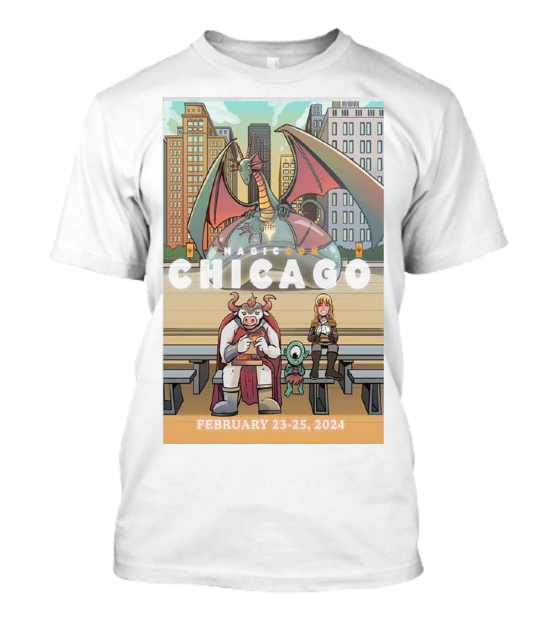 Magiccon Chicago February 23-25, 2024 Dragon And Cityscape Scene T-Shirt