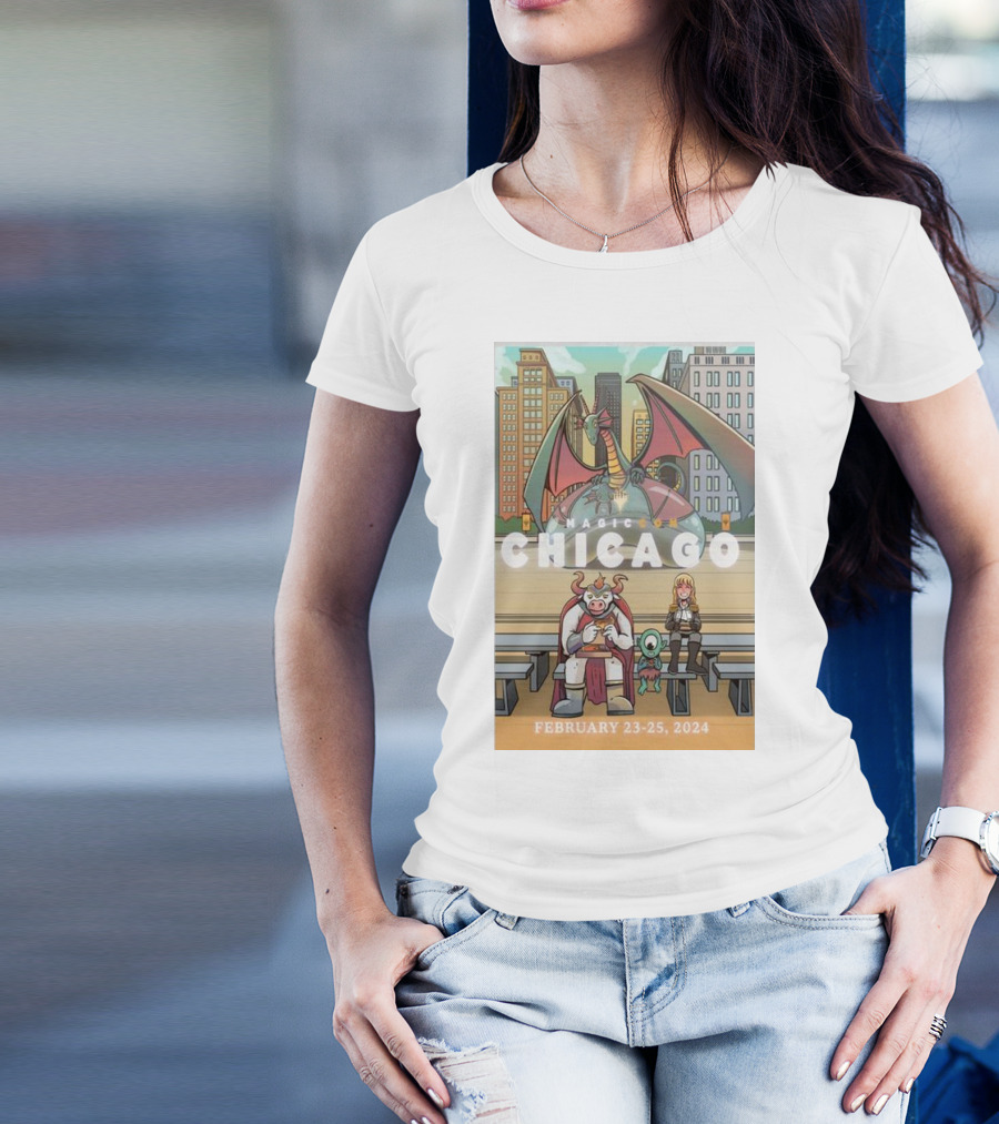 Magiccon Chicago February 23-25, 2024 Dragon And Cityscape Scene T-Shirt