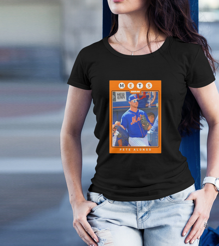 Pete Alonso New York Mets MLB Baseball Card Mets New Era T-Shirt