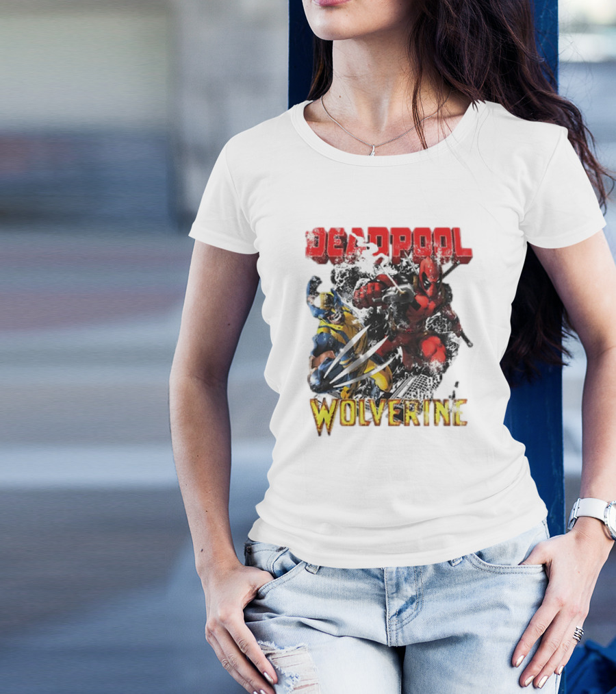 Deadpool Wolverine Cartoon Battle Clash T-Shirt