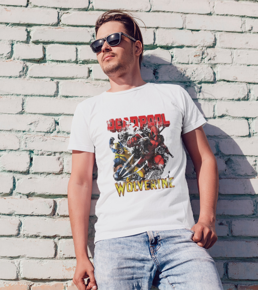 Deadpool Wolverine Cartoon Battle Clash T-Shirt