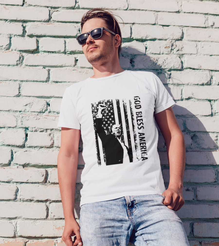 God Bless America Trump American Flag Fist T-Shirt