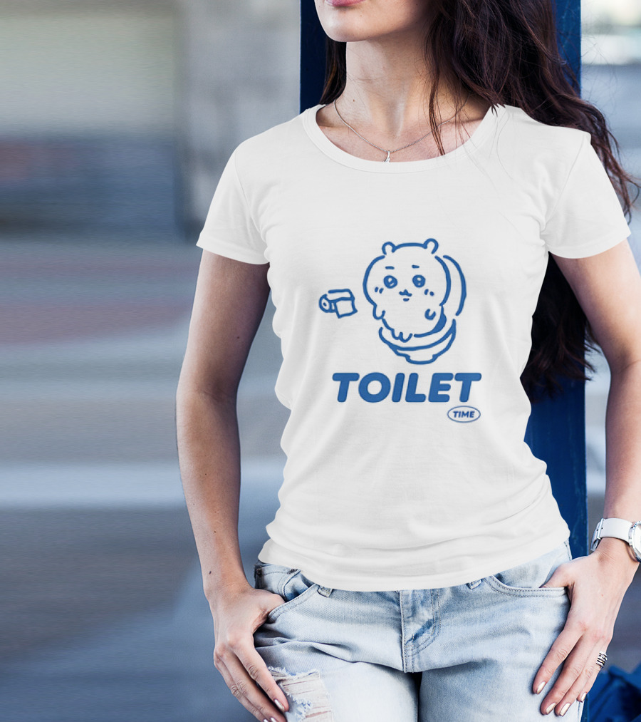 Chiikawa Toilet Time Cute Character With Toilet Paper T-Shirt