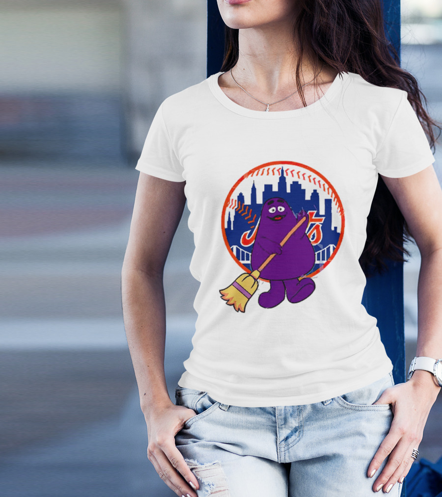 Grimace Sweep New York Mets Baseball 2024 City Skyline T-Shirt