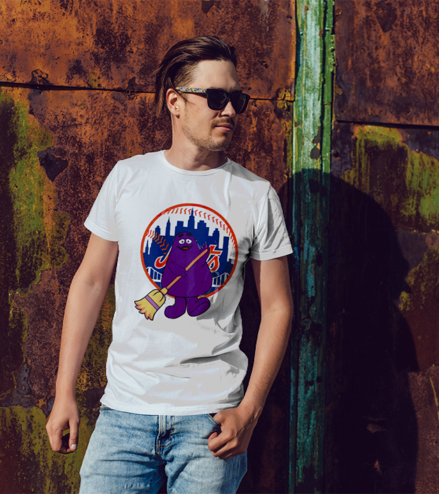 Grimace Sweep New York Mets Baseball 2024 City Skyline T-Shirt