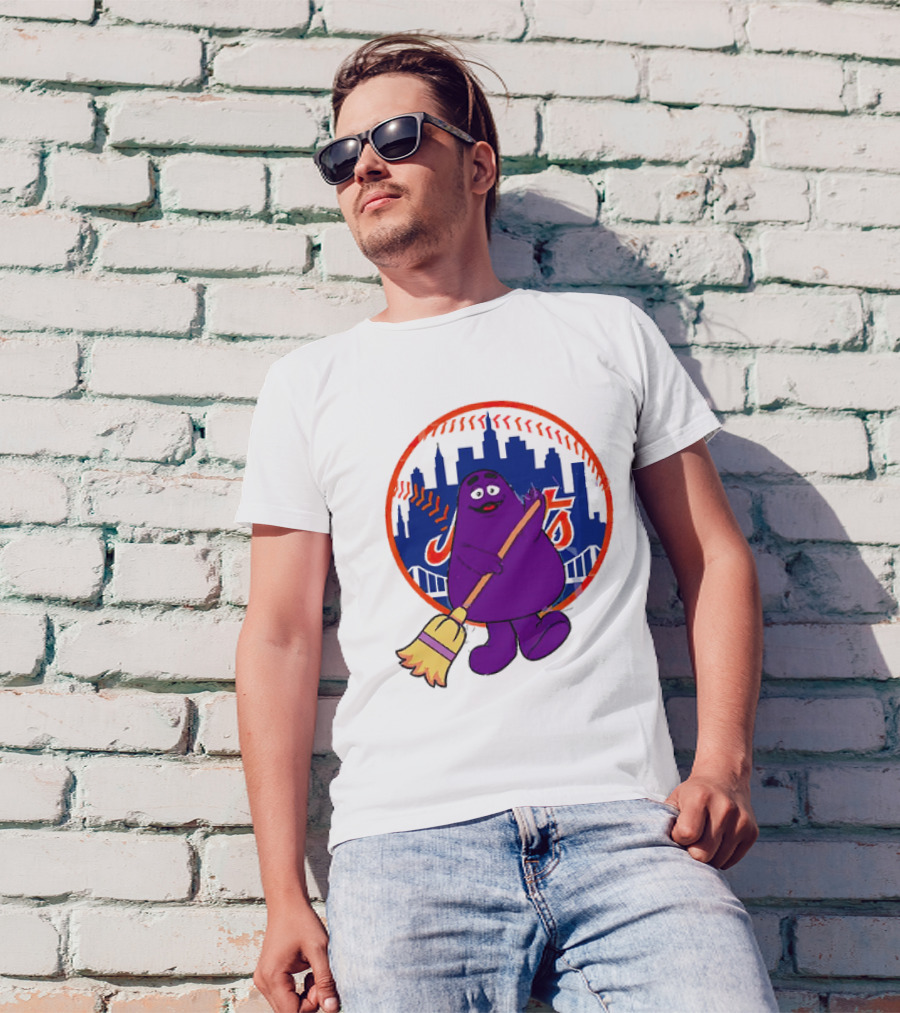 Grimace Sweep New York Mets Baseball 2024 City Skyline T-Shirt
