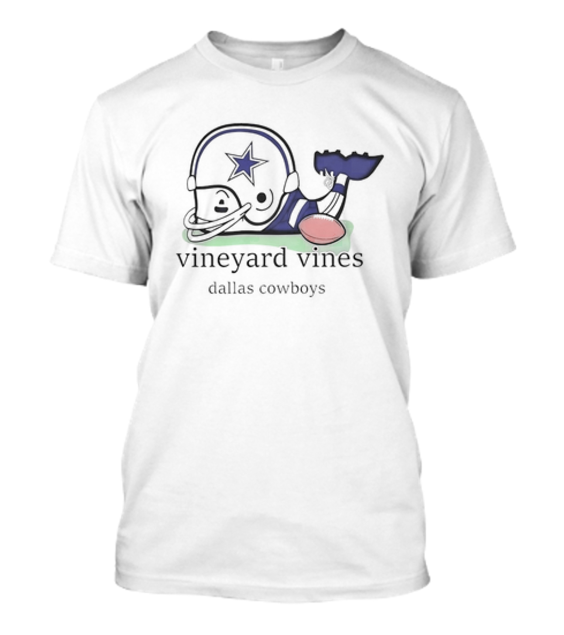 Vineyard Vines Dallas Cowboys 2024 Whimsical Whale Football Motif T-Shirt