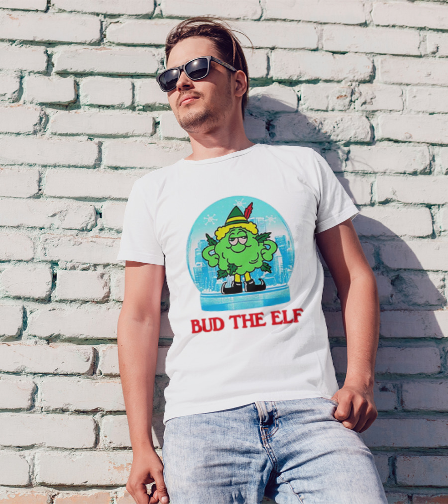 Bud The Elf Christmas Snow Globe Scene T-Shirt