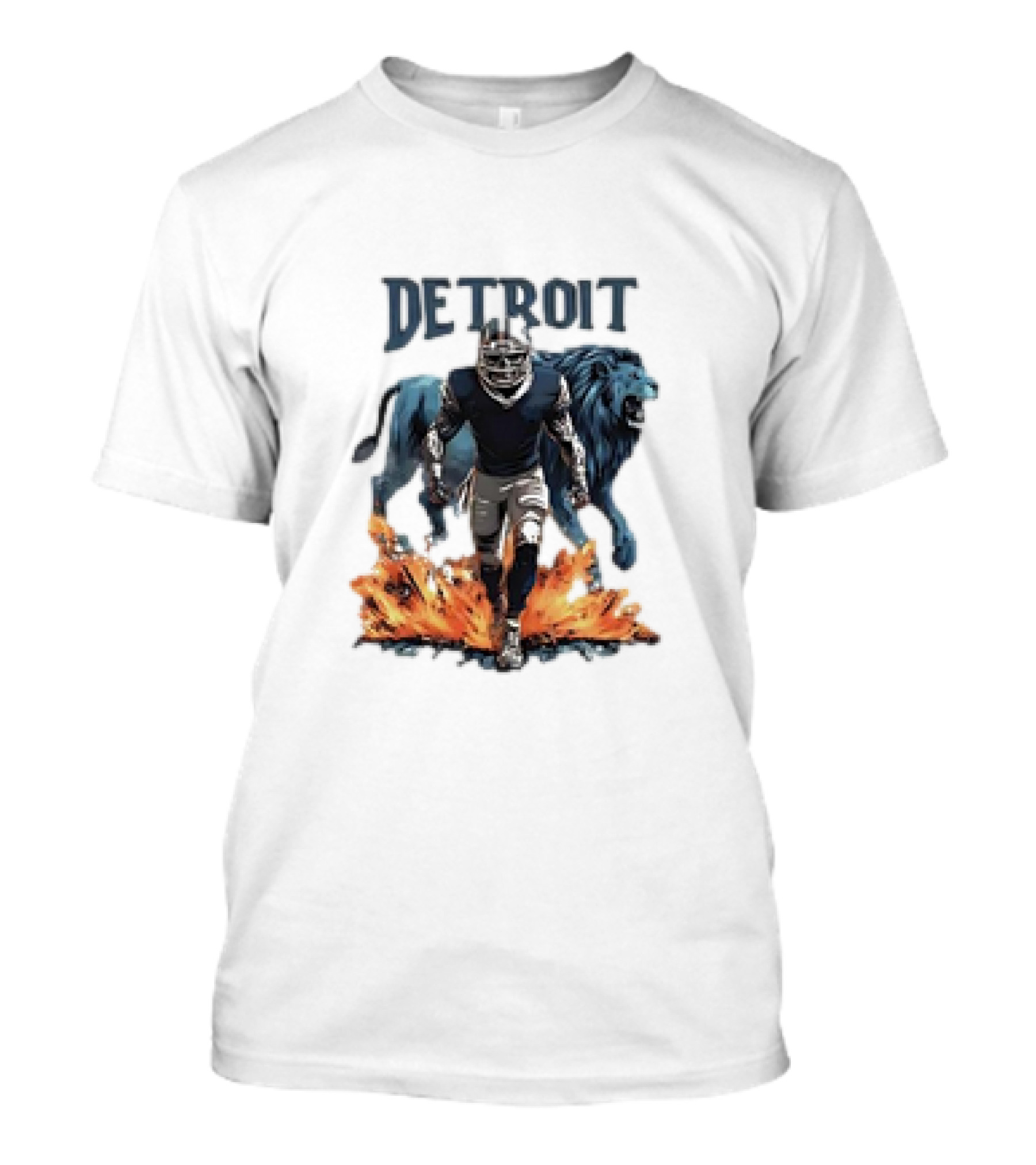 Detroit Lions NFL Super Bowl Fan Gear Football Player And Lion Strength T-Shirt