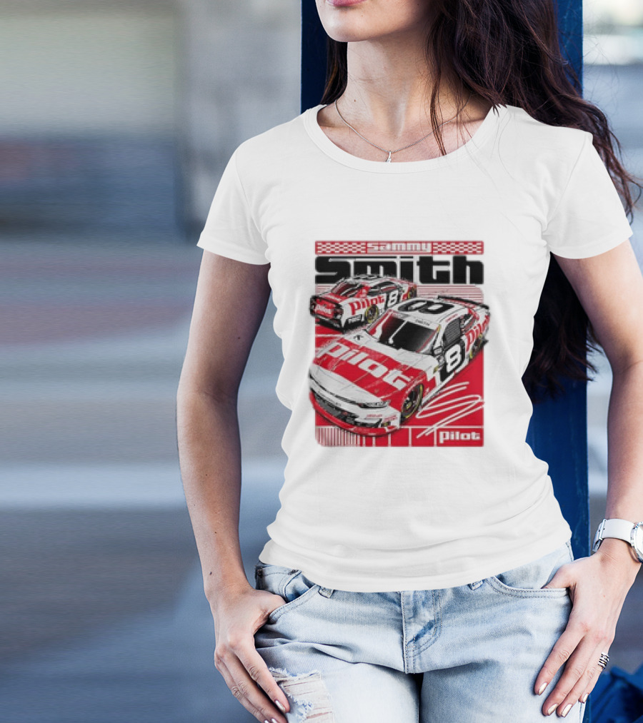 Sammy Smith #8 Pilot Racing Car JR Motorsports Red And White T-Shirt