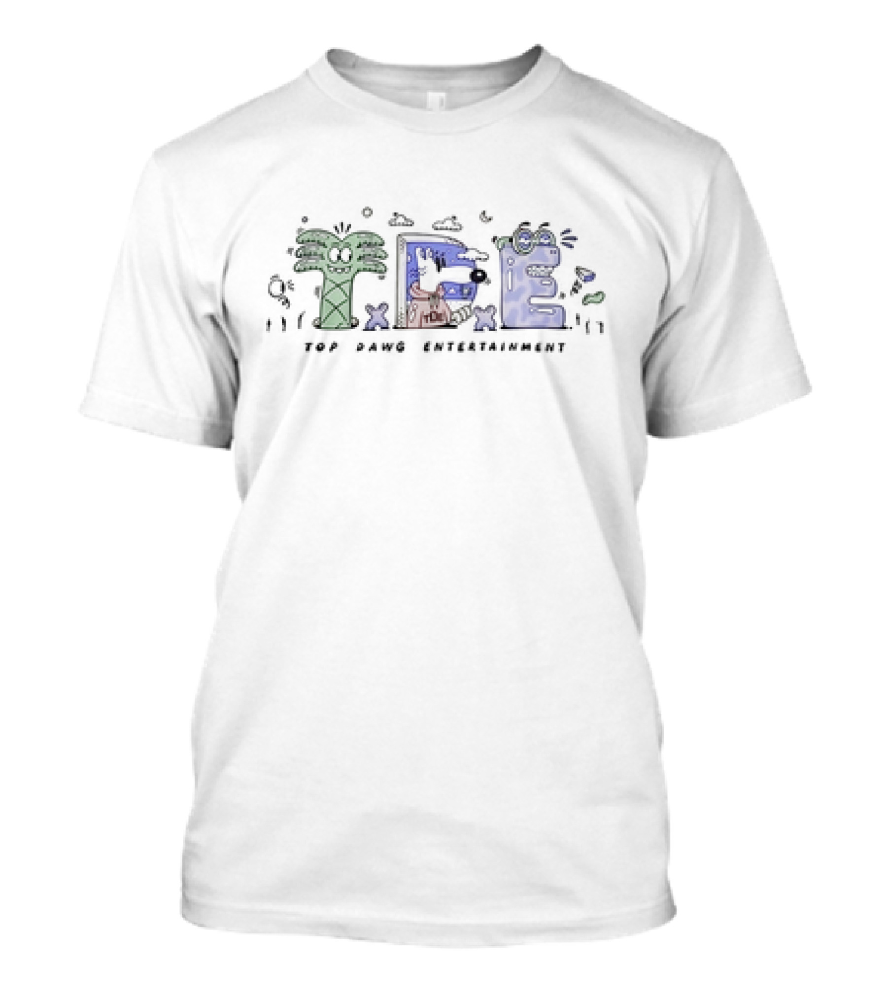 Top Dawg Entertainment TDE Cartoon-Themed Characters T-Shirt