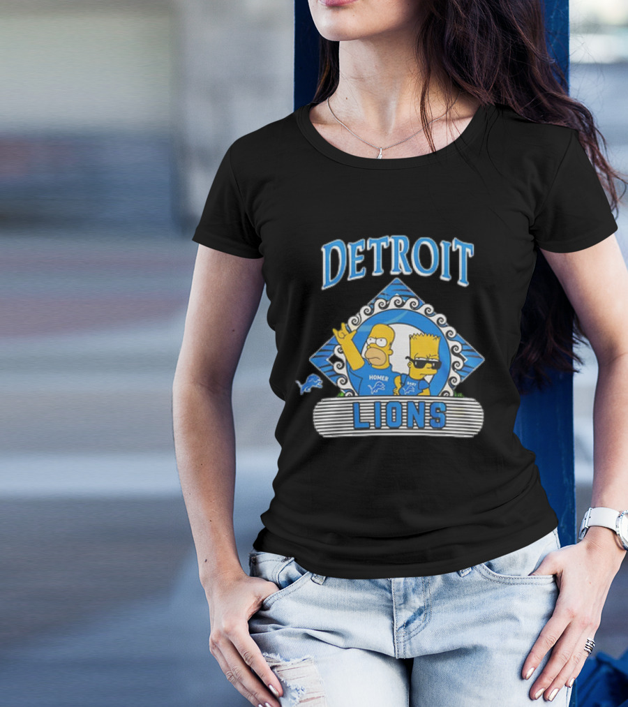 Homer Simpson Bart Simpson Detroit Lions NFL Funday Football T-Shirt