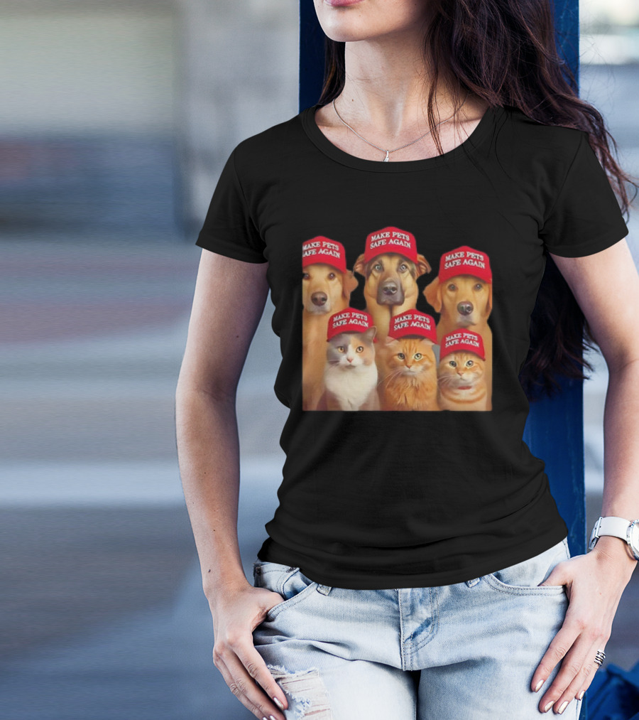 Make Pets Safe Again Red Hat Dogs And Cats T-Shirt