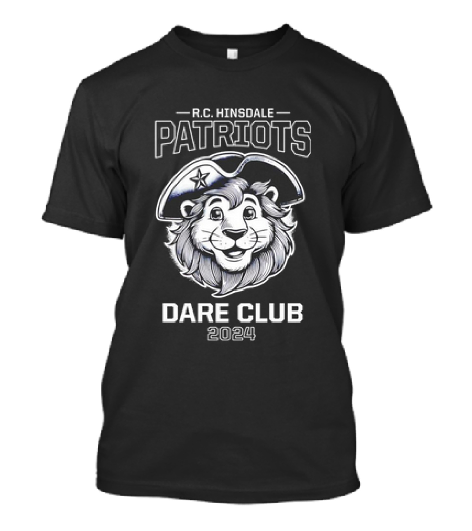R.C. Hinsdale Patriots Dare Club 2024 Lion Mascot With Pirate Hat T-Shirt