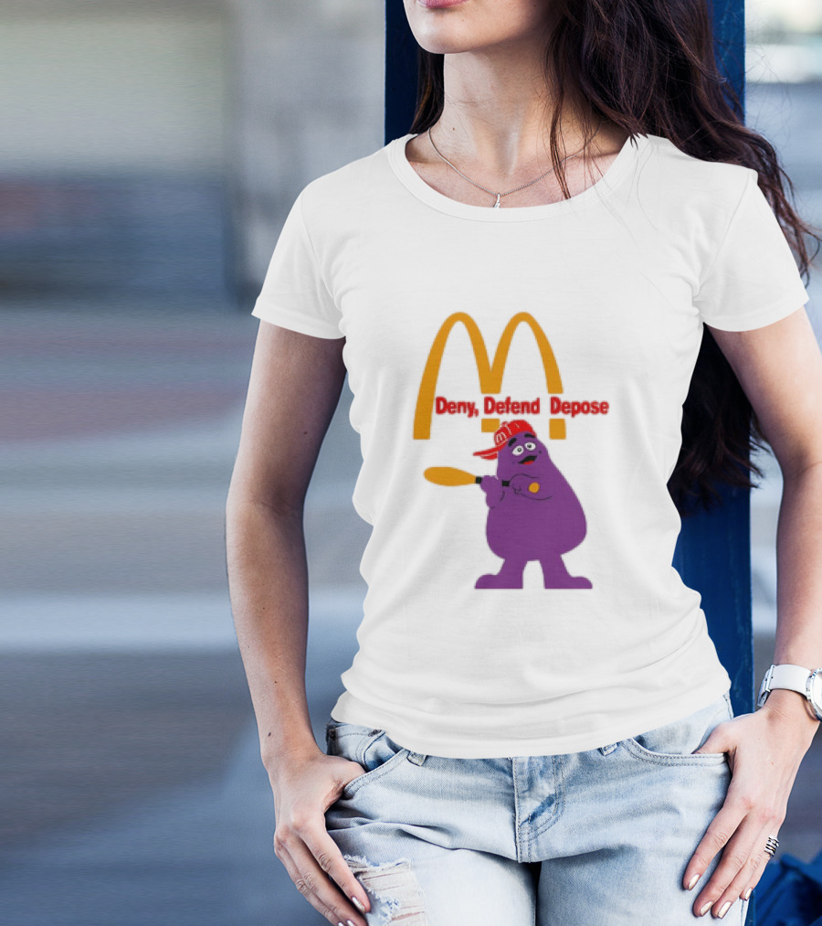 Grimace Baseball Bat Deny Defend Depose McDonald's Mascot T-Shirt