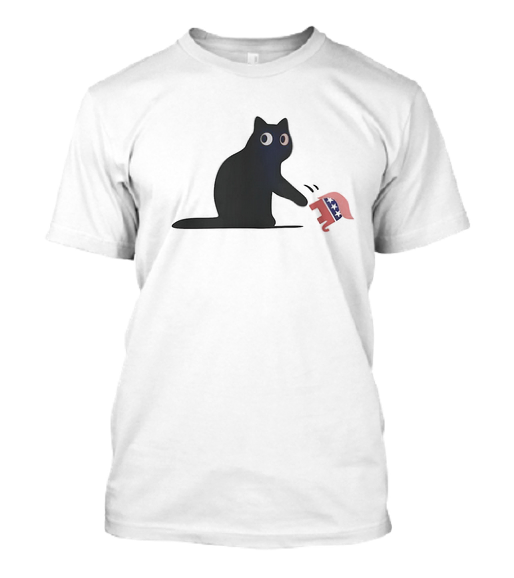 Kamala 2024 Black Cat Knocking Down Republican Elephant Trump T-Shirt