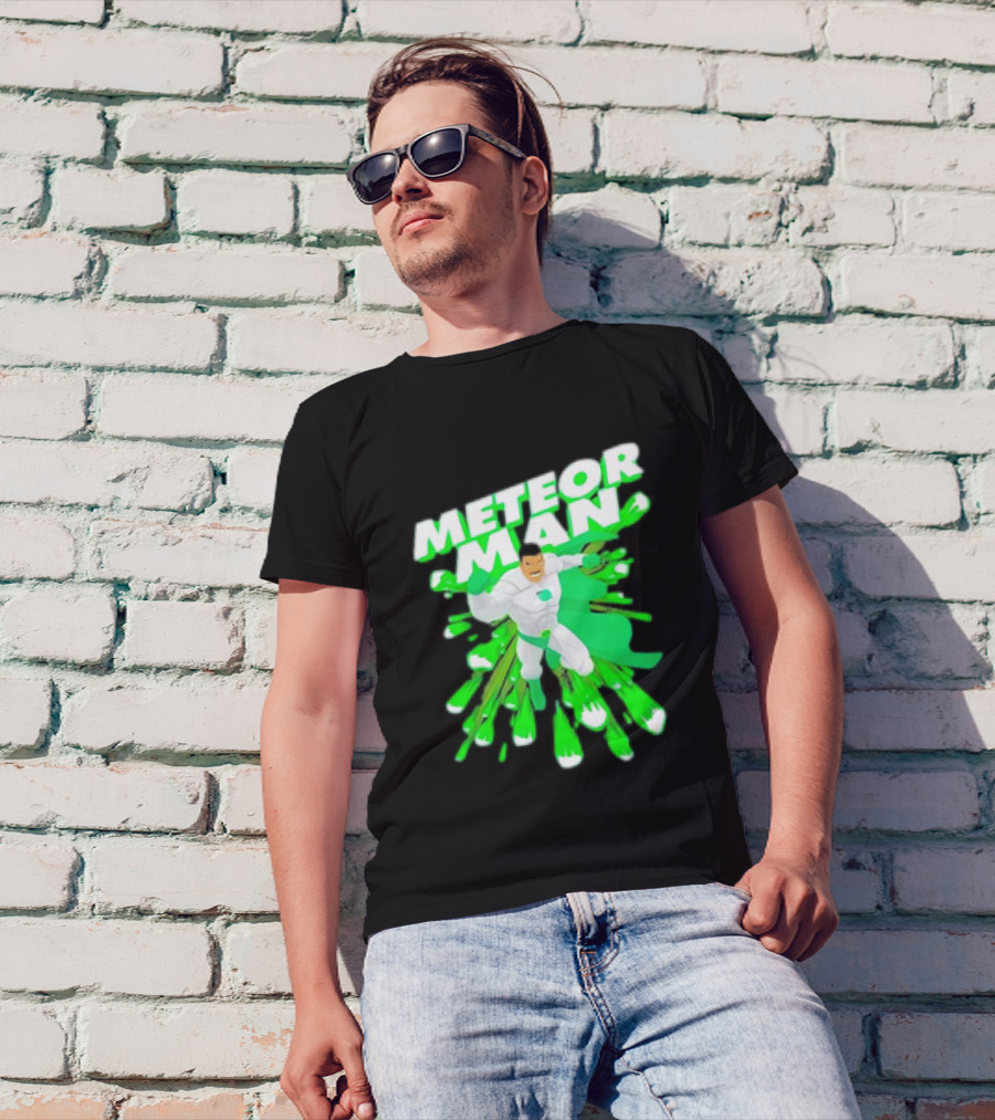 Meteor Man Heroic Pose With Green Comet Effect T-Shirt