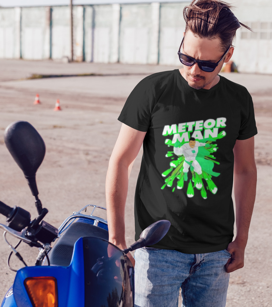 Meteor Man Heroic Pose With Green Comet Effect T-Shirt