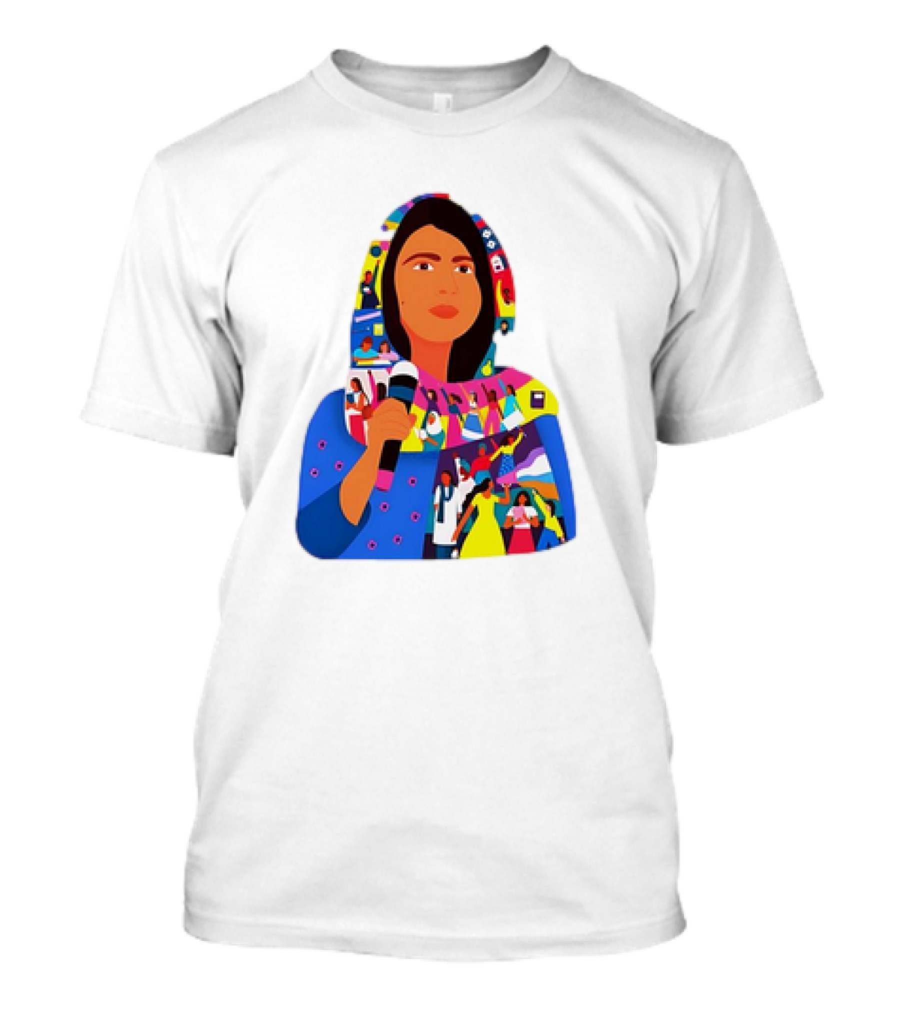 Malala Takes The Mic 2024 Colorful Empowerment Collage T-Shirt