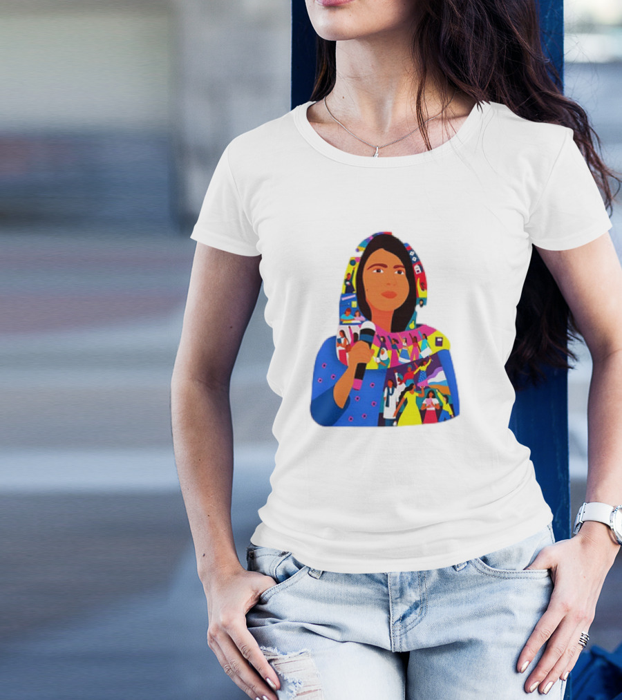 Malala Takes The Mic 2024 Colorful Empowerment Collage T-Shirt