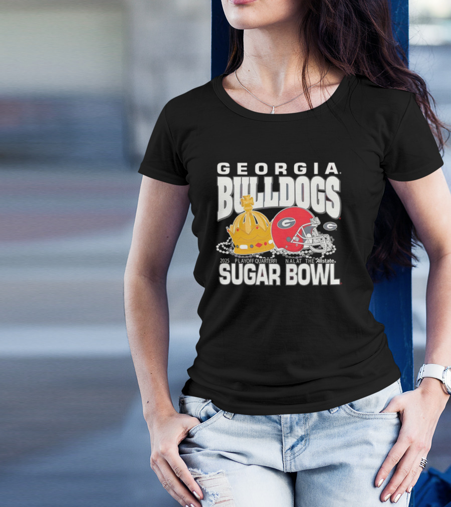 Georgia Bulldogs Playoff Quarterfinal Allstate Sugar Bowl 2025 Crown Helmet T-Shirt